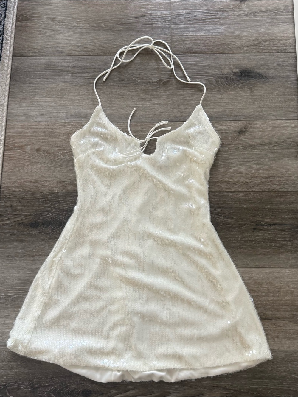 Princess Polly Moonchild Sequin Halter Minidress White Size 6